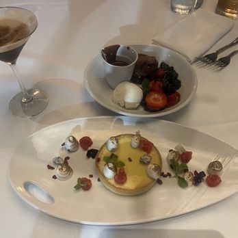 Eddie V's Prime Seafood - Meyer Lemon Tarteand   Warm Belgian Chocolate Cake and Meyer Lemon Tarte - Seafood Near Me - Charlotte, North Carolina