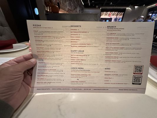 Menu photo 2 Proof Artisanal Pizza & Pasta Tucson, AZ Menu photo 2 Proof Artisanal Pizza & Pasta Tucson, AZ