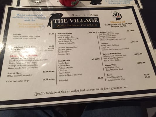 Menu photo 1 The Village Fish and Chips Orpington, XGL Menu photo 1 The Village Fish and Chips Orpington, XGL