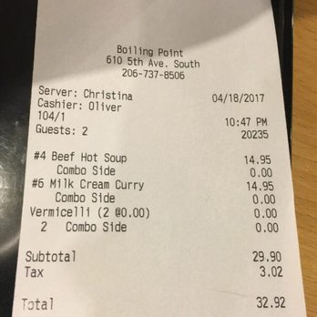 Boiling Point - Price of two different soups - Taiwanese Near Me - Seattle, Washington