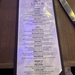 Lunch menu