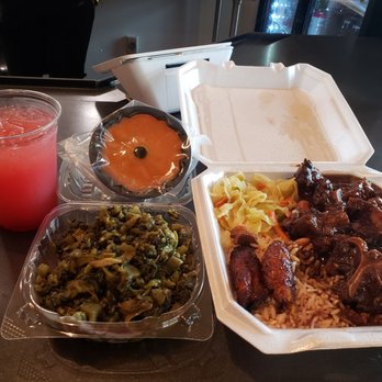 D Chill Spot - a tray of food and a drink - Caribbean Near Me - Rocky Mount, North Carolina