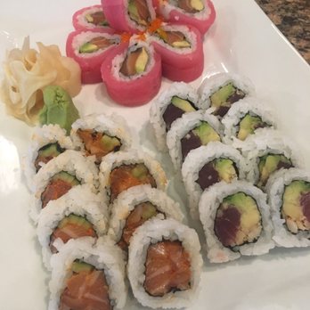 Sushi Heaven - Back: cherry blossom, Left: spicy salmon, Right: Hawaiian - Japanese Near Me - Ashland, Oregon Sushi Heaven - Back: cherry blossom, Left: spicy salmon, Right: Hawaiian - Japanese Near Me - Ashland, Oregon