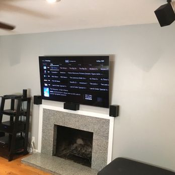 Home Technology Pros - After - TV mounted over fireplace along with front 3-channels plus the front height speakers on the ceiling. - Home Automation Near Me - Folsom, California Home Technology Pros - After - TV mounted over fireplace along with front 3-channels plus the front height speakers on the ceiling. - Home Automation Near Me - Folsom, California
