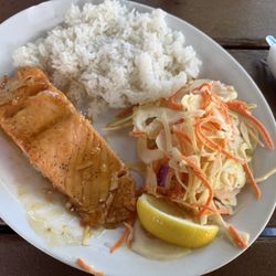Zum's Restaurant and Mercantile - Orange sesame glazed Salmon with rice