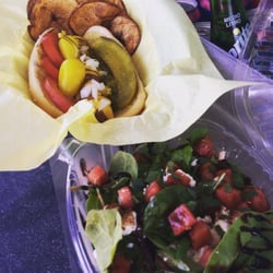 Tomski Sausage - Chicago style hot-dog and summer salad