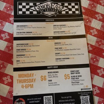 Gino's East - Magnificent Mile - Drink menu - Pizza Near Me - Chicago, Illinois Gino's East - Magnificent Mile - Drink menu - Pizza Near Me - Chicago, Illinois