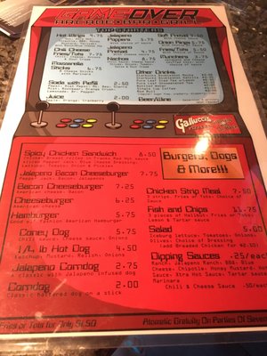Menu photo 1 Game Over Arcade Lincoln City, OR Menu photo 1 Game Over Arcade Lincoln City, OR