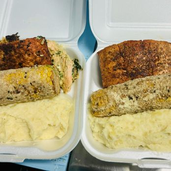 Through The Grapevine Restaurant - Salmon dinner plate - Salad Near Me - Christiansted, Virgin Islands Through The Grapevine Restaurant - Salmon dinner plate - Salad Near Me - Christiansted, Virgin Islands
