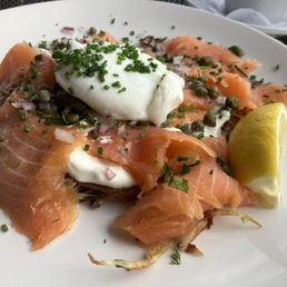 Smoked salmon on potato pancake Smoked salmon on potato pancake