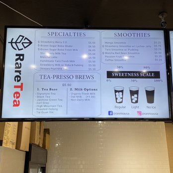 Rare Tea - Menu 1 - Bubble Tea Near Me - Berkeley, California