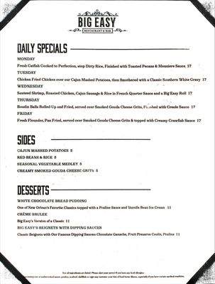 Menu photo 2 Big Easy Panama City Beach, FL Menu photo 2 Big Easy Panama City Beach, FL