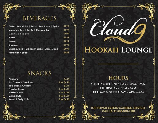 Menu photo 3 Cloud9 Hookah Lounge Los Angeles, CA