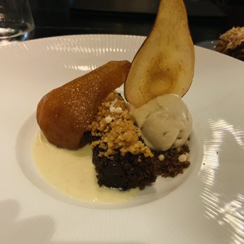 Stubborn Seed - Gingerbread cake with roasted pear and biscuit color flavored ice cream -- omg! - New American Near Me - Miami Beach, Florida Stubborn Seed - Gingerbread cake with roasted pear and biscuit color flavored ice cream -- omg! - New American Near Me - Miami Beach, Florida