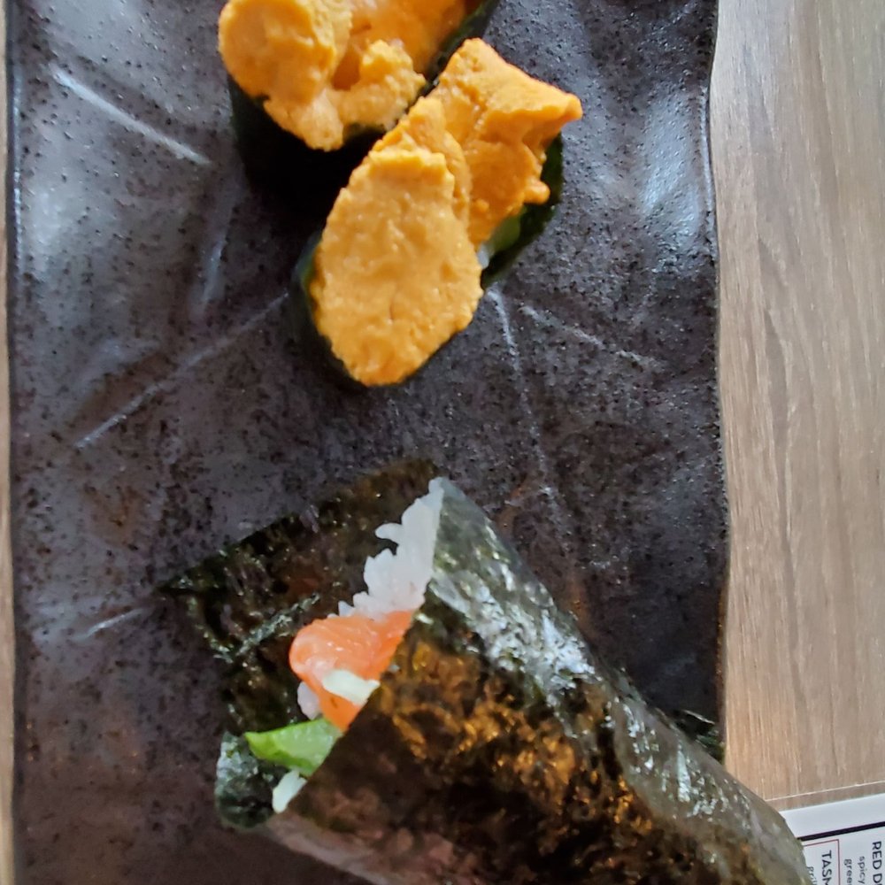 Sushi Lounge - Poway - Uni and a Salmon hand roll - Sushi Bars Near Me - Poway, California Sushi Lounge - Poway - Uni and a Salmon hand roll - Sushi Bars Near Me - Poway, California