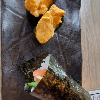 Sushi Lounge - Poway - Uni and a Salmon hand roll - Sushi Bars Near Me - Poway, California Sushi Lounge - Poway - Uni and a Salmon hand roll - Sushi Bars Near Me - Poway, California