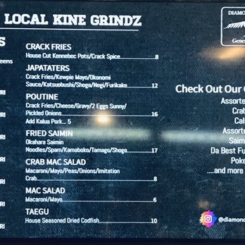 Diamond Head General Store - Menu as of 8/21/22 - Hawaiian Near Me - San Bruno, California