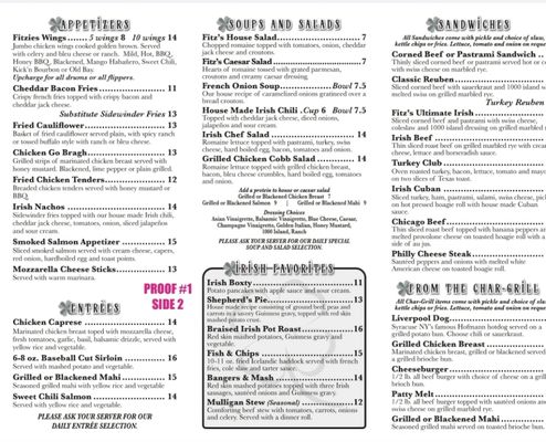 Menu photo 2 Fitzgerald's Irish Tavern New Port Richey, FL Menu photo 2 Fitzgerald's Irish Tavern New Port Richey, FL
