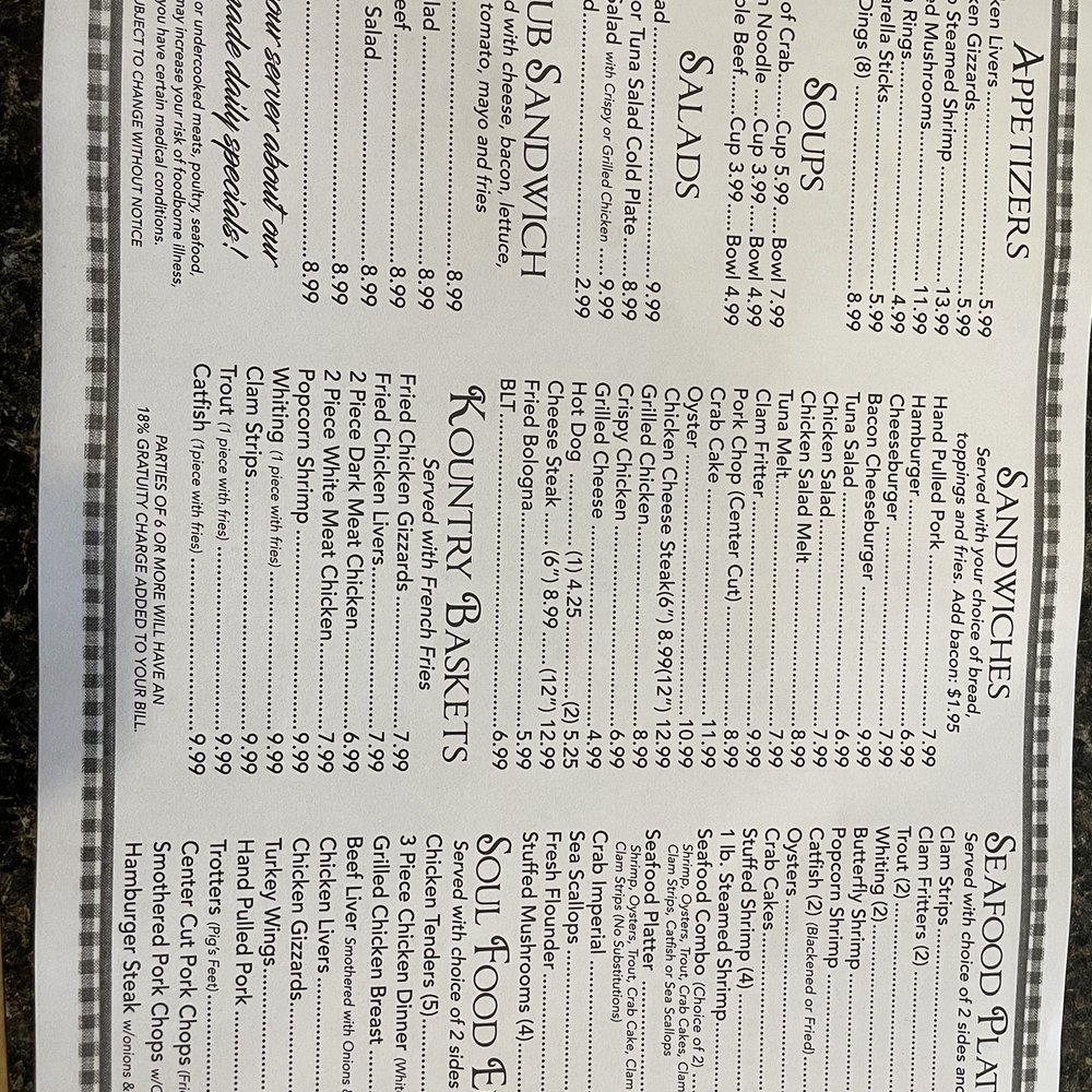 Kendall’s Kountry Kitchen - Menu - Seafood Near Me - Onley, Virginia Kendall’s Kountry Kitchen - Menu - Seafood Near Me - Onley, Virginia