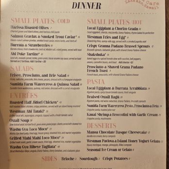 Westman Cafe - Dinner menu - Cafes Near Me - Urban Honolulu, Hawaii Westman Cafe - Dinner menu - Cafes Near Me - Urban Honolulu, Hawaii