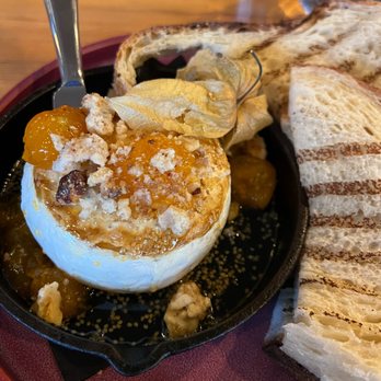 The Juniper Bistro - Baked Gooseberry Brie - Canadian (New) Near Me - Banff, Alberta The Juniper Bistro - Baked Gooseberry Brie - Canadian (New) Near Me - Banff, Alberta
