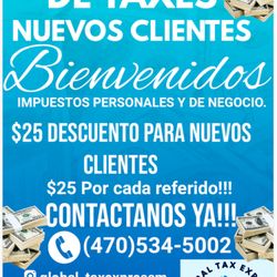 Global Tax Express Multi-Services - Atención personalizada y profesional 
 Citas flexibles, incluso fines de semana
l