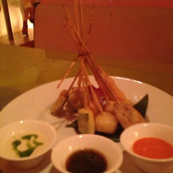 Morimoto - morimoto tempura with gorgonzola, roasted red pepper and daikon-soy sauces - Japanese Near Me - Philadelphia, Pennsylvania