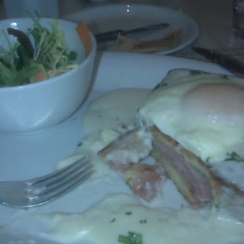FIG Restaurant - The Croque Madame. Yes, I took a bite. I couldn't help myself. - Bars Near Me - Santa Monica, California