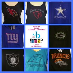 Powered By Ink - Rhinestone Bling!  We can do just about anything in rhinestones or glitter.