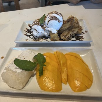 Araya's Place - Mango sticky rice, fried bananas - Thai Near Me - Seattle, Washington