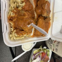 Chicken paprikash and side salad Chicken paprikash and side salad