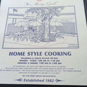 American Host Restaurant - Front of menu - Diners Near Me - Lompoc, California American Host Restaurant - Front of menu - Diners Near Me - Lompoc, California