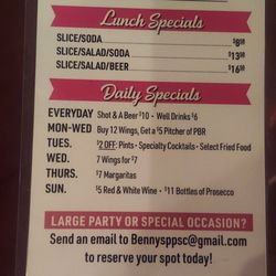 Benny’s Kitchen - Menu - Nov 2024