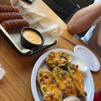 Barbecue And Bourbon - Pretzel sticks with beer cheese and pulled pork potatoes - Barbeque Near Me - Speedway, Indiana