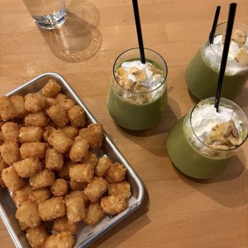 Green Cheek Beer Co. - Tater Tots and Banana Matcha Slushees - Breweries Near Me - Costa Mesa, California Green Cheek Beer Co. - Tater Tots and Banana Matcha Slushees - Breweries Near Me - Costa Mesa, California