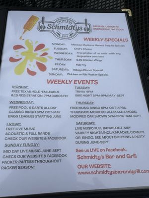 Menu photo 1 Schmidty’s Bar and Grill Brookfield, WI Menu photo 1 Schmidty’s Bar and Grill Brookfield, WI