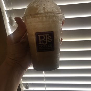 PJ's Coffee - Mocha Velvet Ice - it did come with a little more but I did drink a few drinks before picture. It came 3/4 full through DoorDash. - Coffee & Tea Near Me - San Antonio, Texas