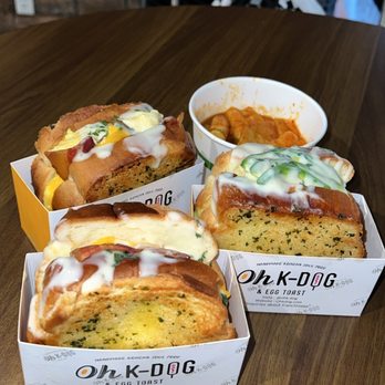 Oh K-Dog - D. Bacon and Cheese Egg Toast & E. Avocado Egg Toast - Hot Dogs Near Me - Austin, Texas Oh K-Dog - D. Bacon and Cheese Egg Toast & E. Avocado Egg Toast - Hot Dogs Near Me - Austin, Texas
