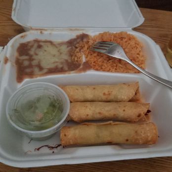 Rudy's - My chicken taquitos with rice and beans and extra guacamole. - Mexican Near Me - Monrovia, California
