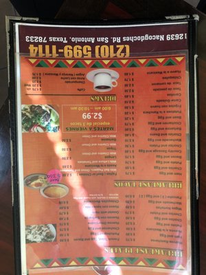 Menu photo 1 Erick's Tacos San Antonio, TX