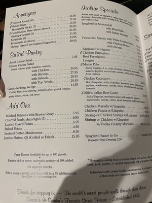 Menu photo 3 Cascio's Steak House Omaha, NE