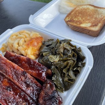 J's Simply Soul - Rib plate, Mac and cheese, greens best Texas toast - Barbeque Near Me - White, Georgia