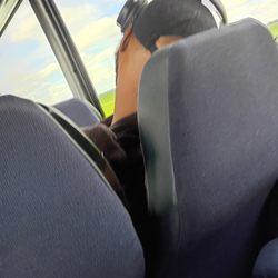 Jefferson Lines - Glad he was comfortable with both seats back despite being one person.