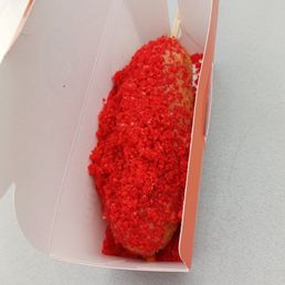 Hot cheeto dog with mozzarella cheese filling