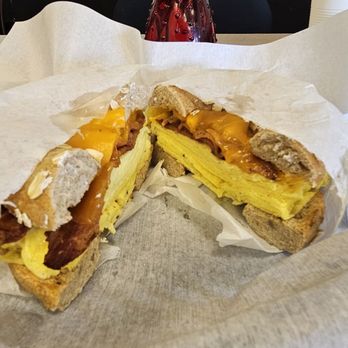 Horizon Bagels & Cafe - Breakfast sandwich with bacon and cheddar cheese - Bagels Near Me - Albuquerque, New Mexico