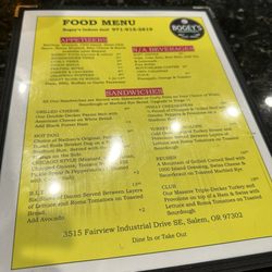 Bogey’s Indoor Golf - Menu