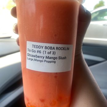 Tea Street - Mango strawberry slush with mango popping boba - Bubble Tea Near Me - Rocklin, California Tea Street - Mango strawberry slush with mango popping boba - Bubble Tea Near Me - Rocklin, California