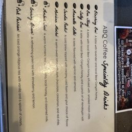 Special drinks menu my fav is amber sun