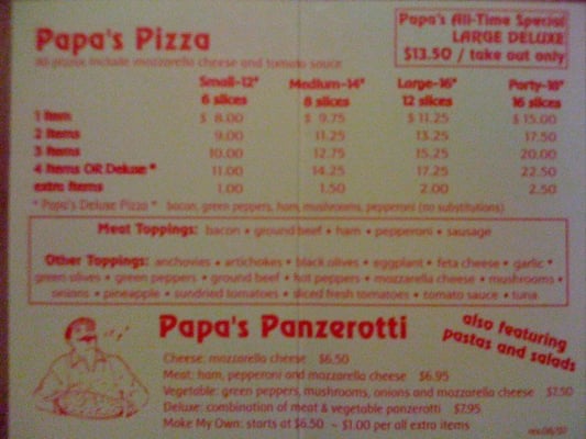Menu photo 2 Papa's Pizza & Restaurant London, ON Menu photo 2 Papa's Pizza & Restaurant London, ON