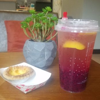 Feng Cha Teahouse - Dragonfruit tea and egg tart - Desserts Near Me - Richardson, Texas
